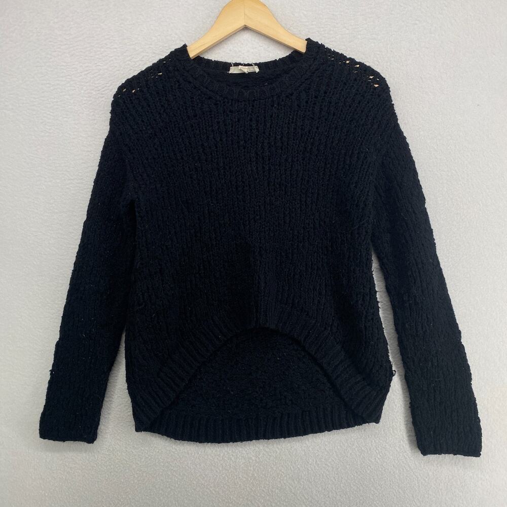 EILEEN FISHER Sweater PS Organic Cotton Boucle Chunky Hi Low Jumper Black